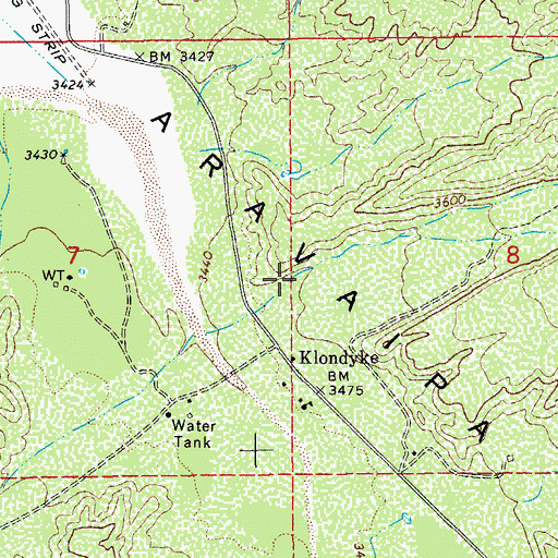 Topographic Map of Klondyke Wash, AZ