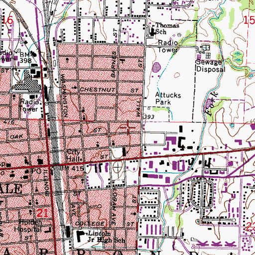 Topographic Map of Township of Carbondale, IL