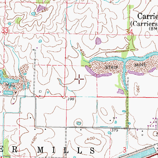 Topographic Map of Township of Carrier Mills, IL