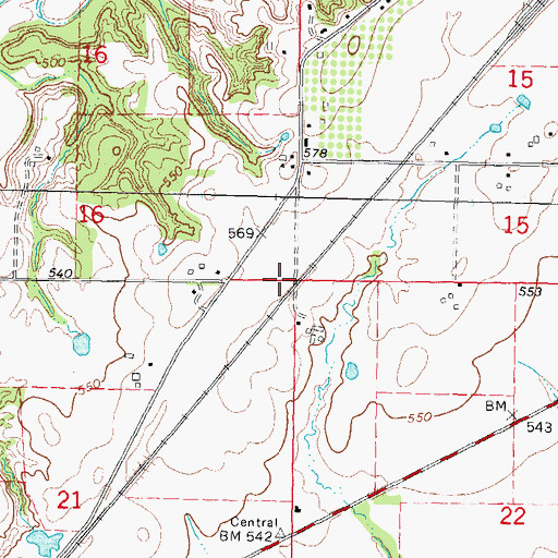 Topographic Map of Township of Central, IL