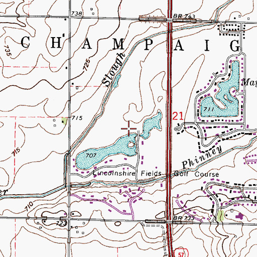 Topographic Map of Township of Champaign, IL