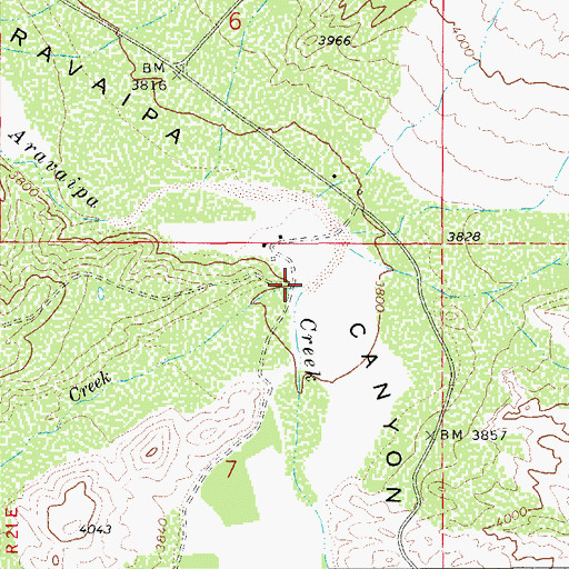 Topographic Map of Oak Creek, AZ