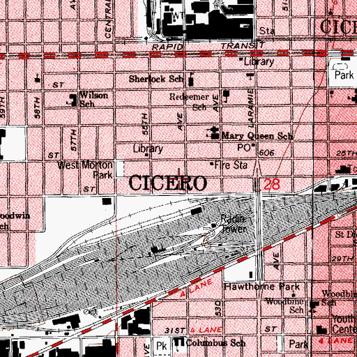 Topographic Map of Township of Cicero, IL