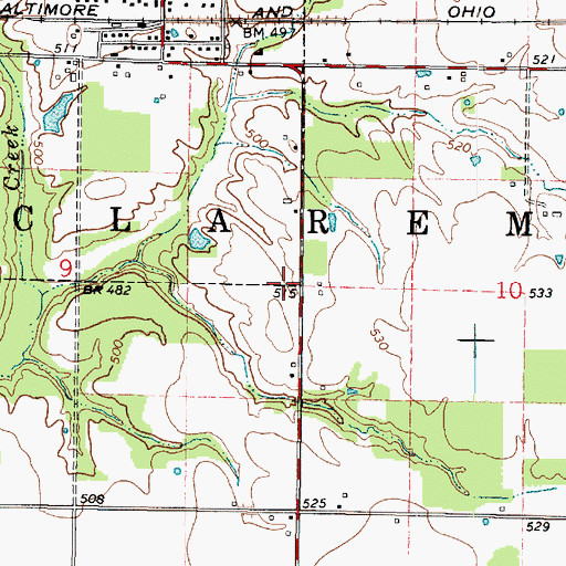 Topographic Map of Township of Claremont, IL