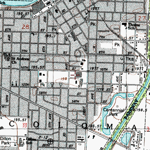 Topographic Map of Township of Coloma, IL