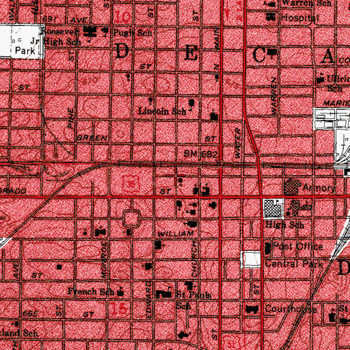 Topographic Map of Township of Decatur, IL