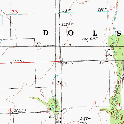 Topographic Map of Township of Dolson, IL