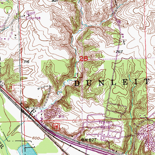 Topographic Map of Township of Dunleith, IL