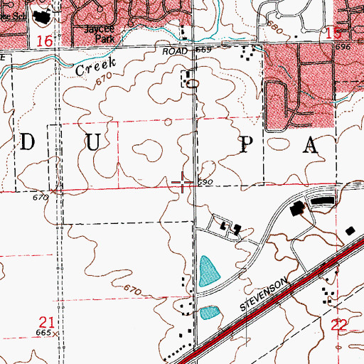 Topographic Map of Township of Du Page, IL