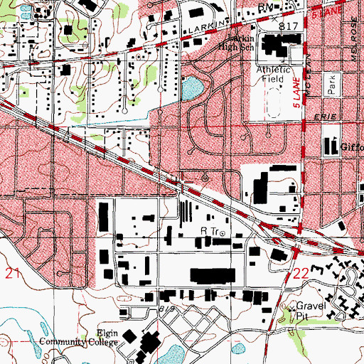 Topographic Map of Township of Elgin, IL