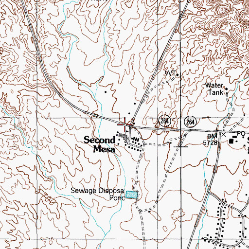 Topographic Map of Second Mesa, AZ