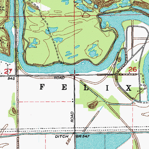 Topographic Map of Township of Felix, IL
