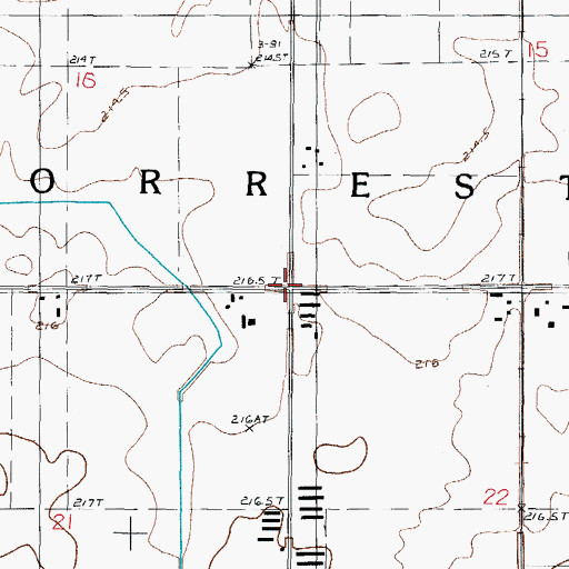 Topographic Map of Township of Forrest, IL