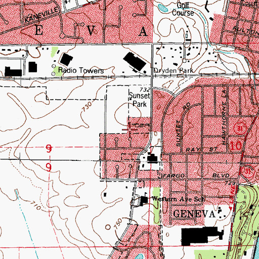 Topographic Map of Township of Geneva, IL