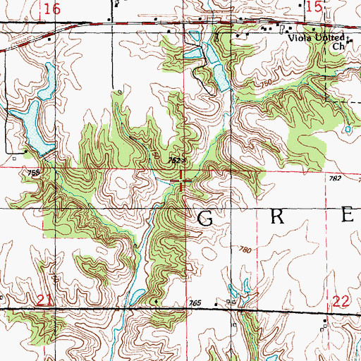 Topographic Map of Township of Greene, IL