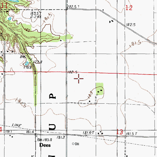 Topographic Map of Township of Greenup, IL