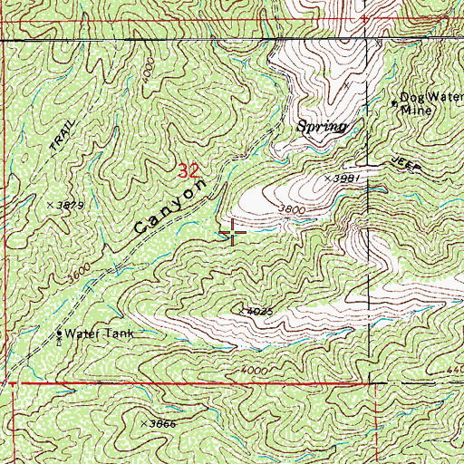 Topographic Map of Waterfall Canyon, AZ