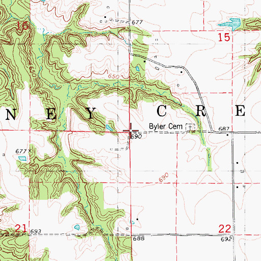 Topographic Map of Township of Honey Creek, IL