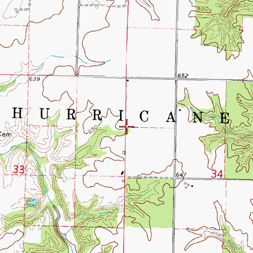 Topographic Map of Township of Hurricane, IL