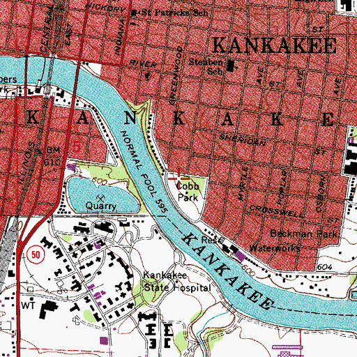 Topographic Map of Township of Kankakee, IL