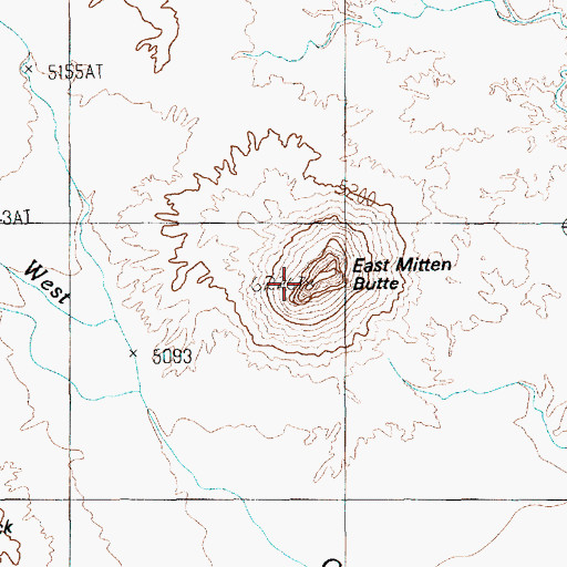 Topographic Map of East Mitten Butte, AZ