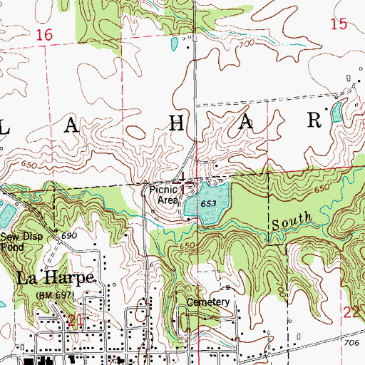 Topographic Map of Township of La Harpe, IL