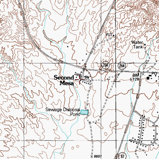 Topographic Map of Second Mesa Day School, AZ