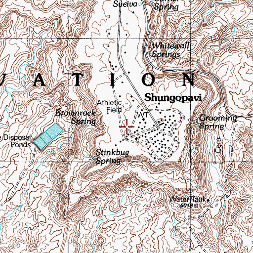 Topographic Map of Shongopavi Community Building, AZ