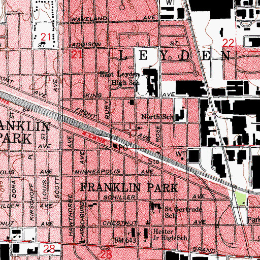 Topographic Map of Township of Leyden, IL