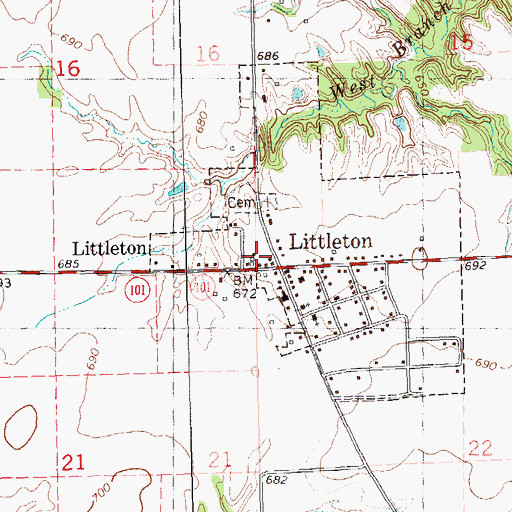 Topographic Map of Township of Littleton, IL