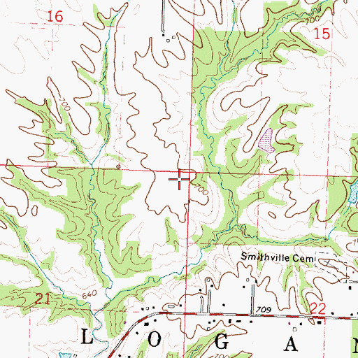 Topographic Map of Township of Logan, IL