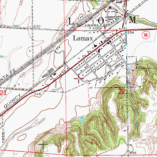 Topographic Map of Township of Lomax, IL