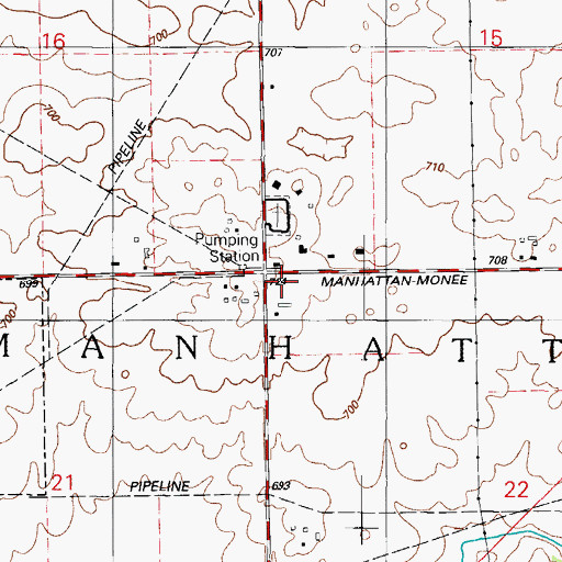 Topographic Map of Township of Manhattan, IL