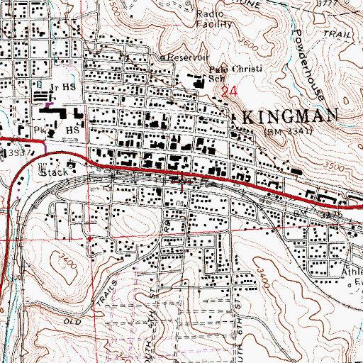 Topographic Map of Railroad Pass, AZ