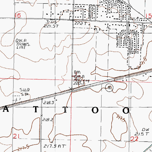 Topographic Map of Township of Mattoon, IL