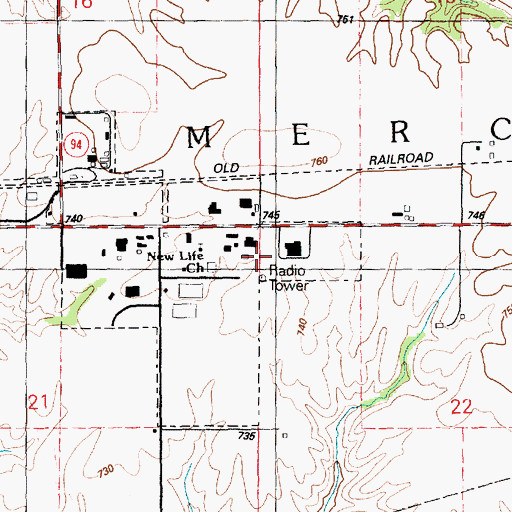 Topographic Map of Township of Mercer, IL
