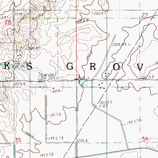 Topographic Map of Township of Milks Grove, IL
