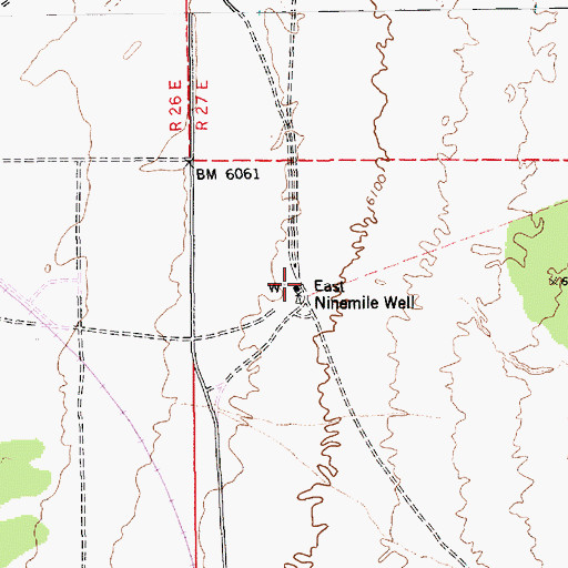 Topographic Map of East Ninemile Well, AZ