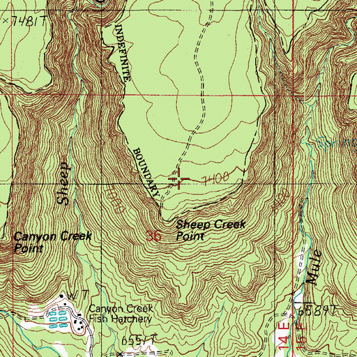 Topographic Map of Sheep Creek Point, AZ