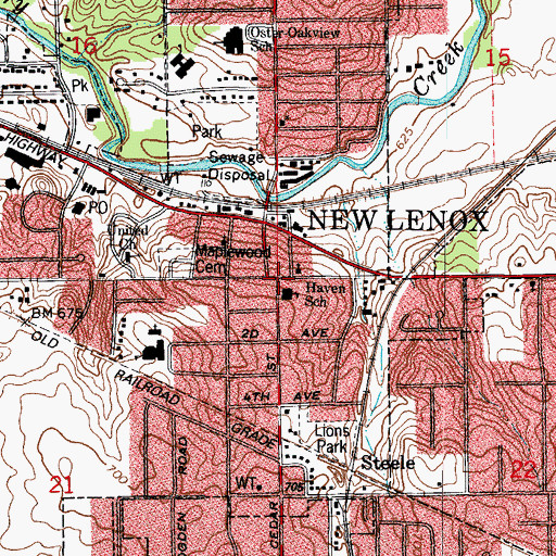 Topographic Map of Township of New Lenox, IL