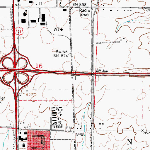 Topographic Map of Township of Normal, IL