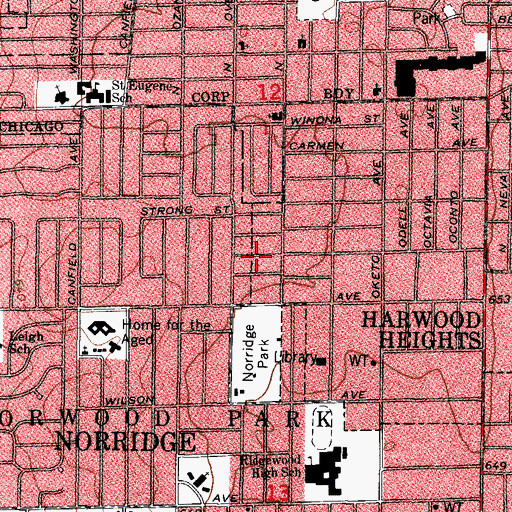 Topographic Map of Township of Norwood Park, IL