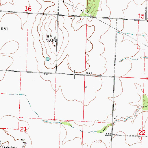 Topographic Map of Township of Oakdale, IL