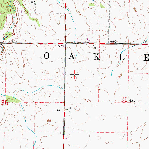 Topographic Map of Township of Oakley, IL