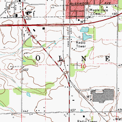 Topographic Map of Township of Olney, IL