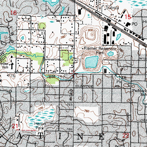 Topographic Map of Township of Palatine, IL