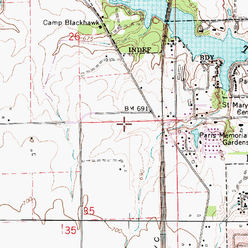 Topographic Map of Township of Paris, IL
