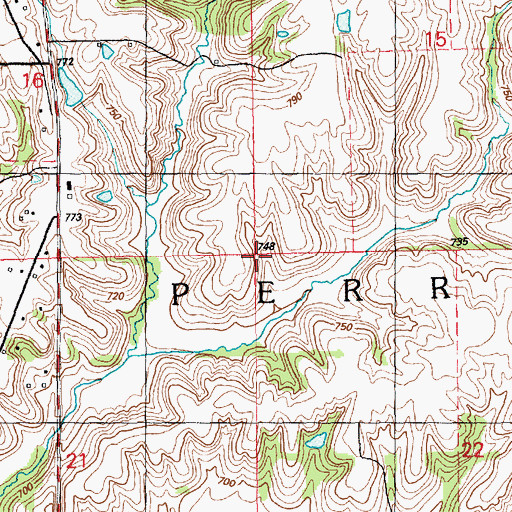 Topographic Map of Township of Perryton, IL