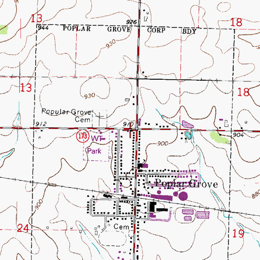 Topographic Map of Township of Poplar Grove, IL