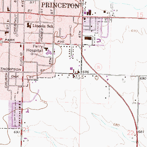 Topographic Map of Township of Princeton, IL